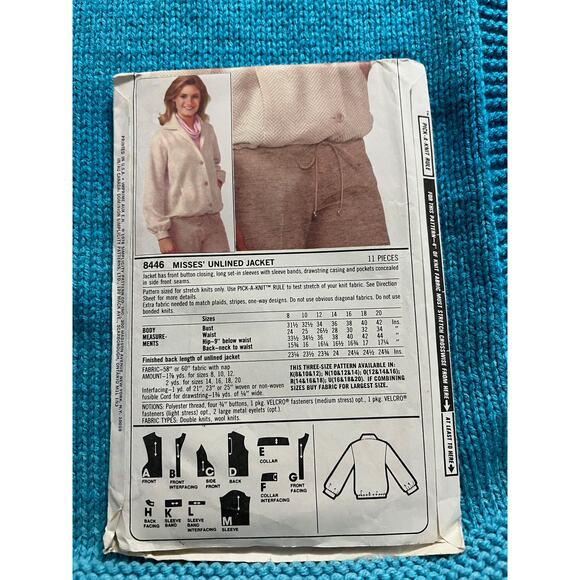 Simplicity 8446 Sewing pattern jacket shacket pattern 1980s size 10 12 14 - Picture 3 of 6